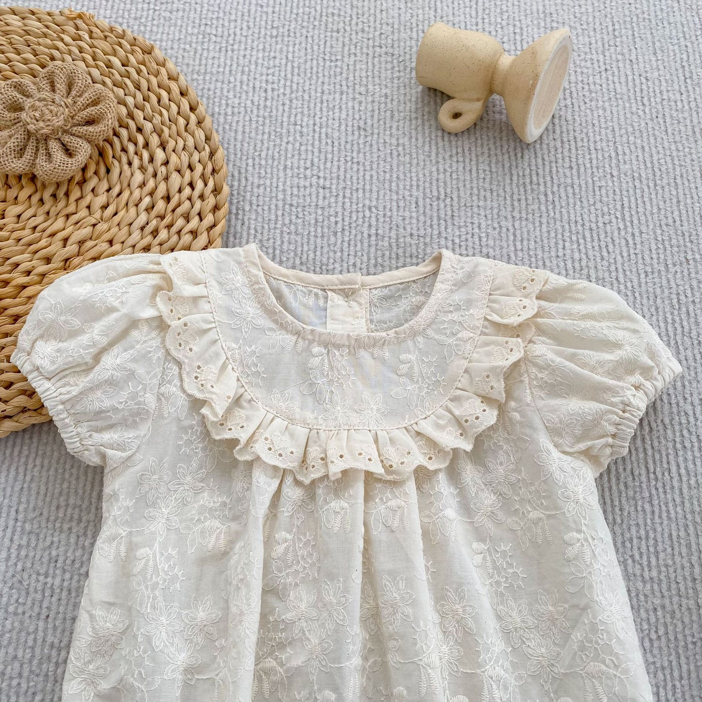 Embroidered Ruffle Romper And Blouse Shorts フリル ロンパース ブラウス ショートパンツ【mh0013163】