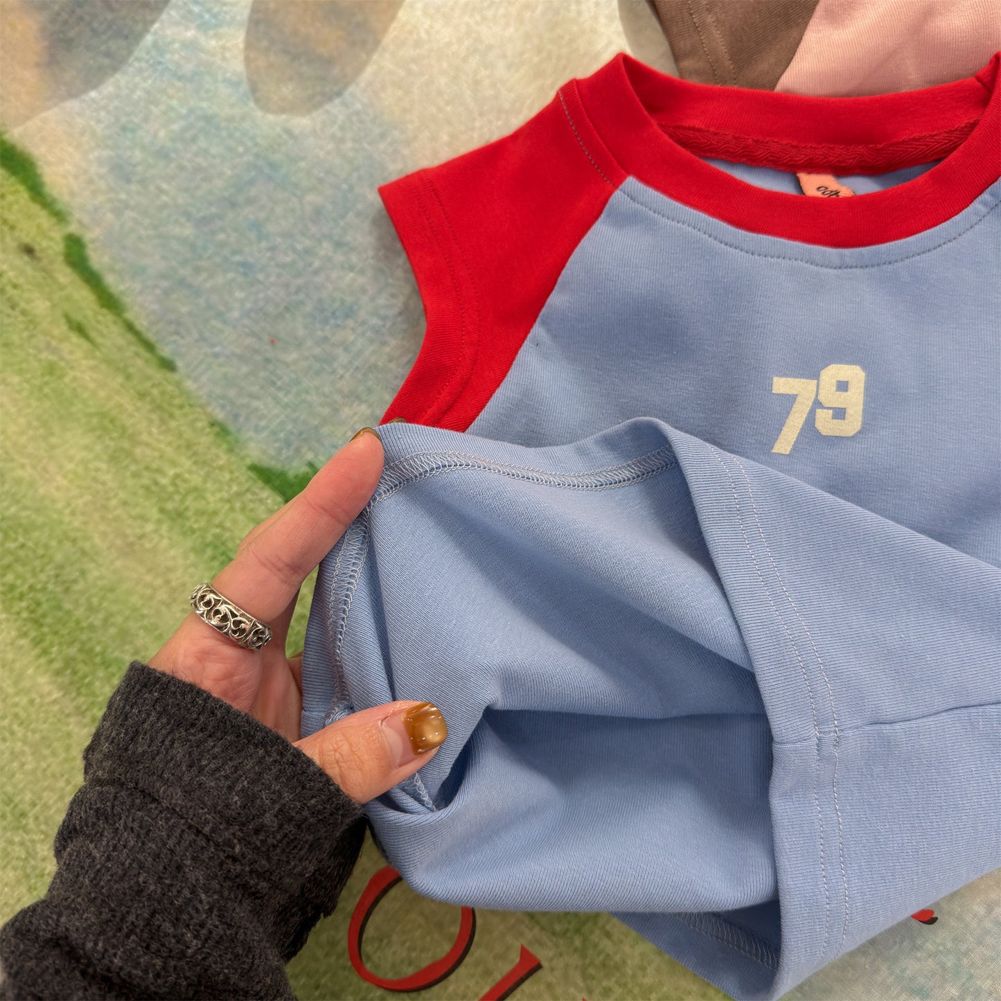Contrast Raglan Sleeve Numeric Tee コットン ラグラン Tシャツ【mh0012661】