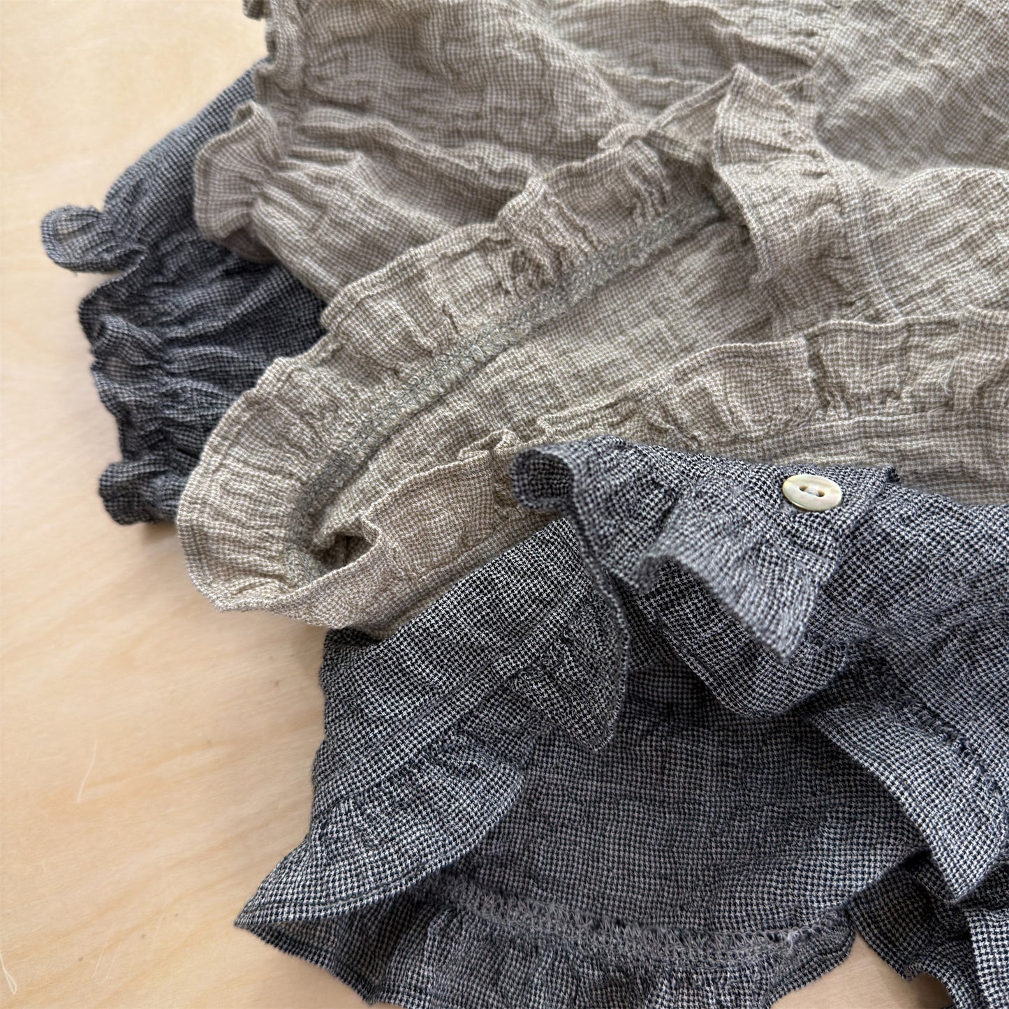 Linen Puff Sleeve Blouse ラッフル 半袖ブラウス【mh0013230】