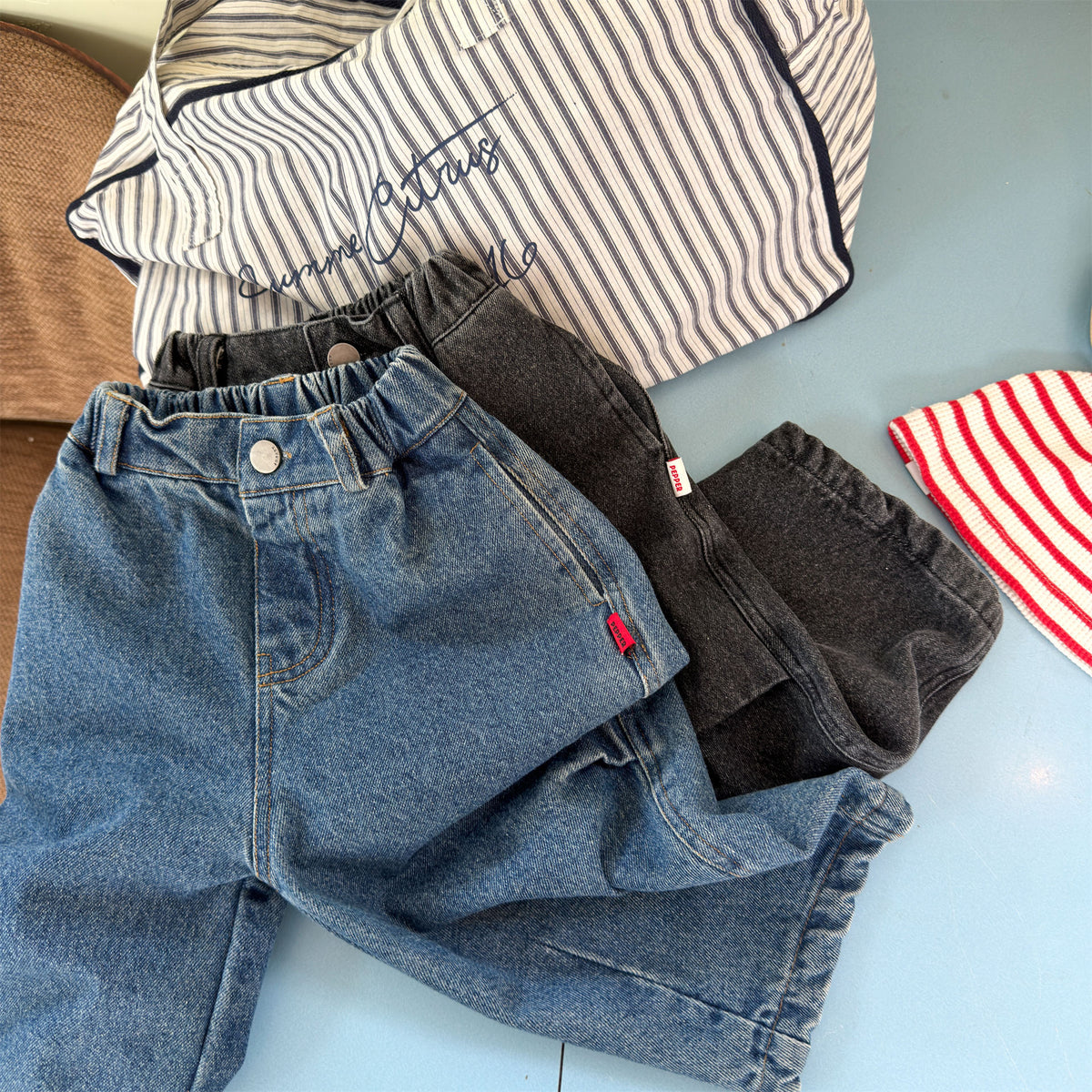 Pantalones vaqueros holgados de pierna cónica para niños【mh0014537】