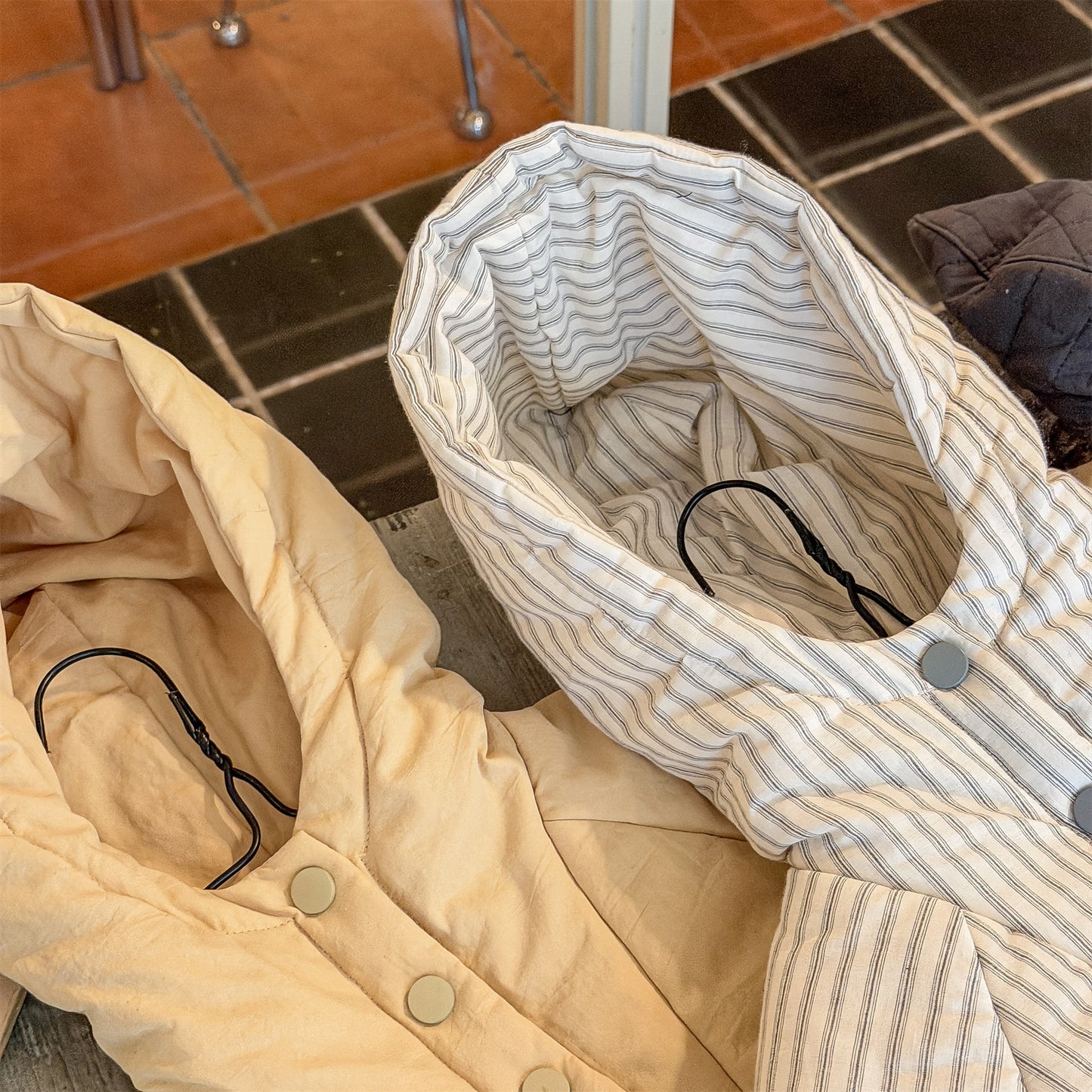 パフジャケット フーディ ストライプ プルオーバー アウター 中綿【mh0011613】