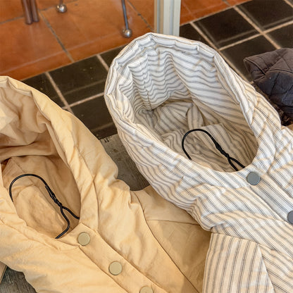 パフジャケット フーディ ストライプ プルオーバー アウター 中綿【mh0011613】