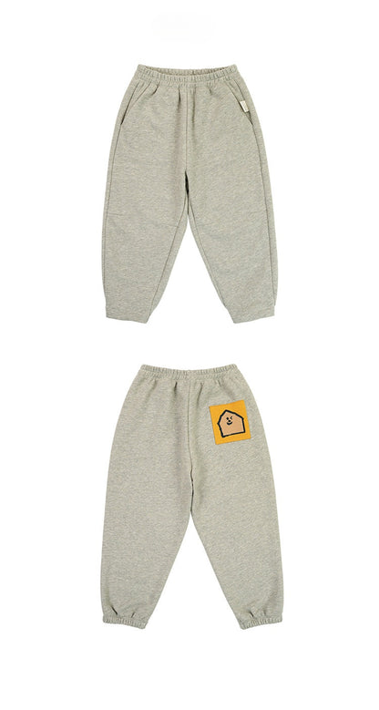 キッズ用裏起毛スウェットパンツ（グレー）ルーズ、裾リブ、バックポケット