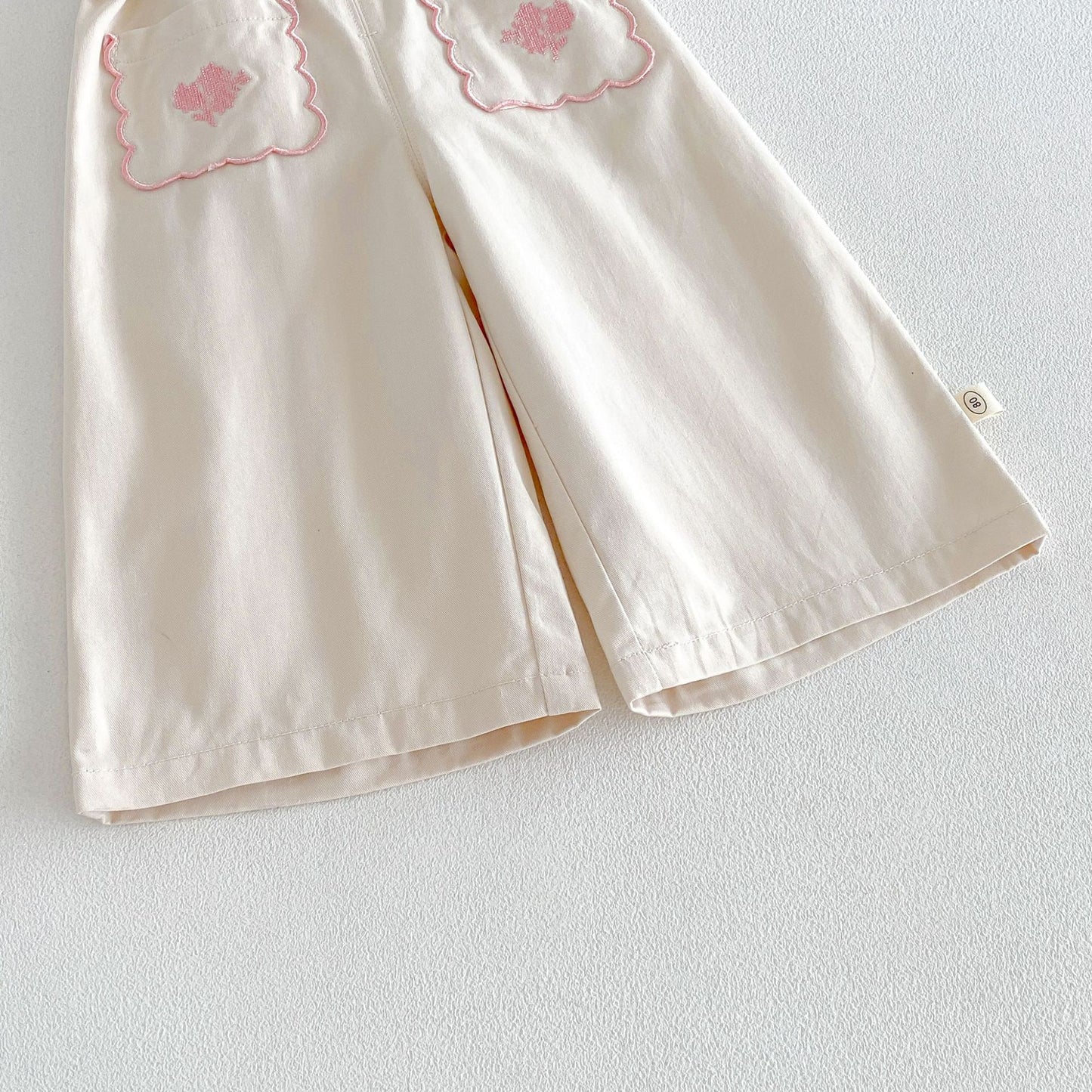 Blusa de manga larga con estampado de cuadros vichy para niños, con bordado floral y peto con pantalón [mh0014043]