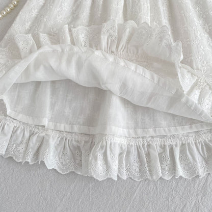Lace Trim Doll Collar Romper Dress ラッフル ロンパース ミモレ丈ワンピース【mh0013160】