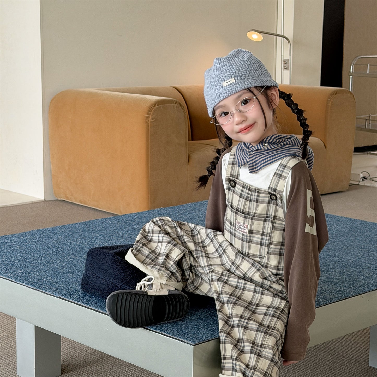 Kids' Polka Dot & Check Pocket Overalls [mh0014053]