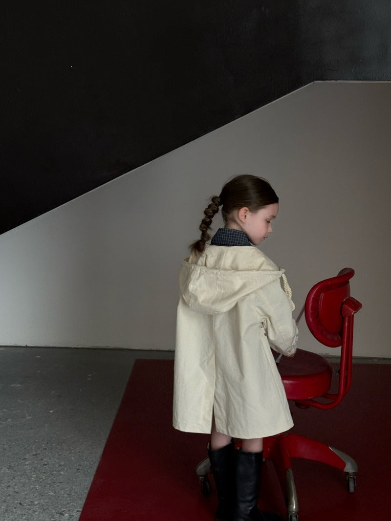 Kids' Hooded Front-Button Long-Sleeve Trench Coat [mh0014069]