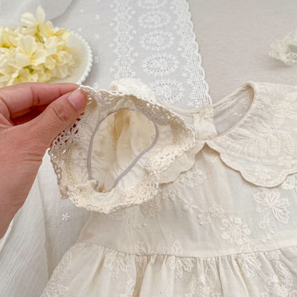 Embroidered Puff Sleeve Romper And Dress 刺繍 パフスリーブ ロンパース ワンピース【mh0013166】