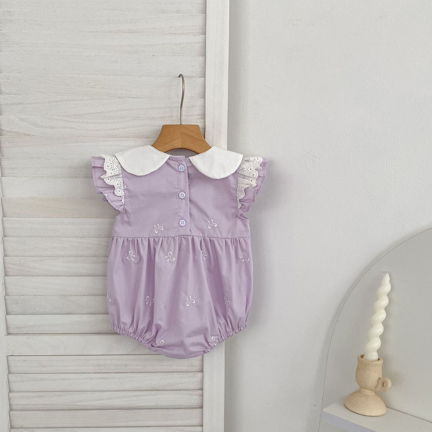 Bow Embroidery Ruffle Romper Dress ラッフル ロンパース ワンピース【mh0013161】