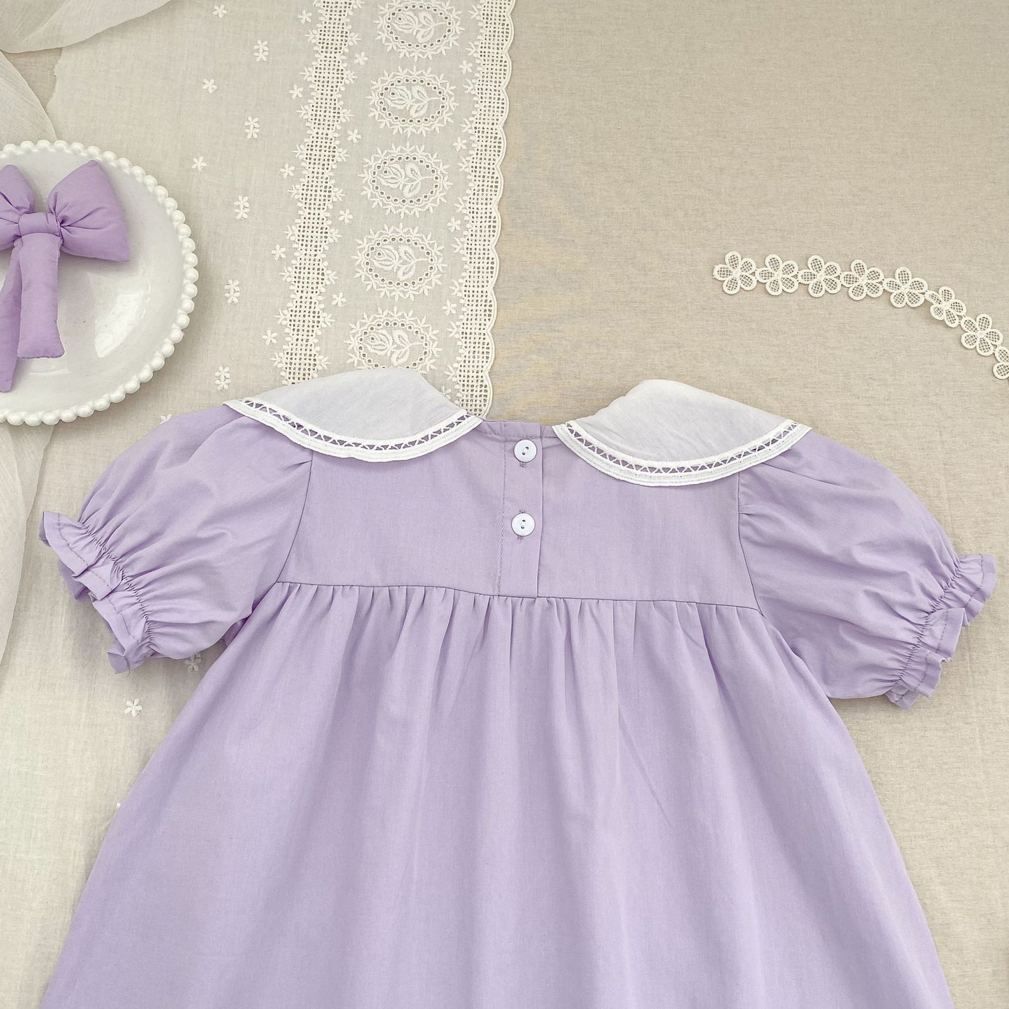 Petal Collar Romper Puff Sleeve Dress ラッフル ロンパース ミモレ丈ワンピース【mh0013158】