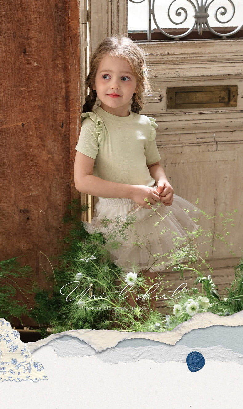 Ruffle Shoulder Tee - Mellow Ruffle Short Sleeve T-Shirt [mh0012986]