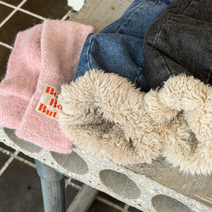 デニムパンツ 裏ボア 裾ボア ドッキング ゆったり ボトムス【mh0011610】