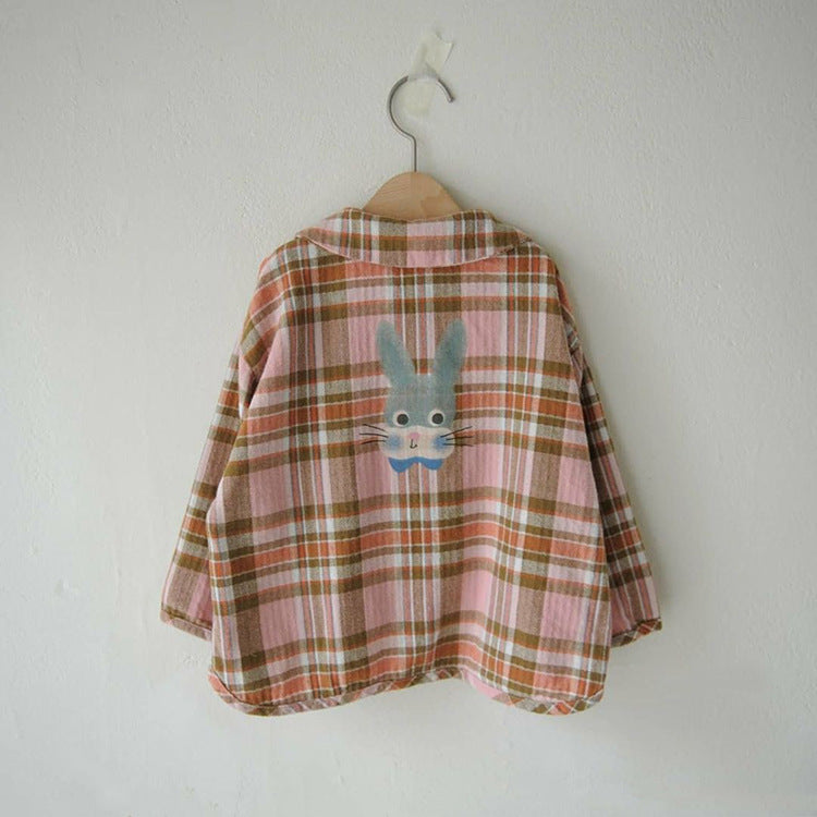 Bear Graphic Plaid Flannel Shirt クマ プリント チェック柄 シャツ【mh0012679】