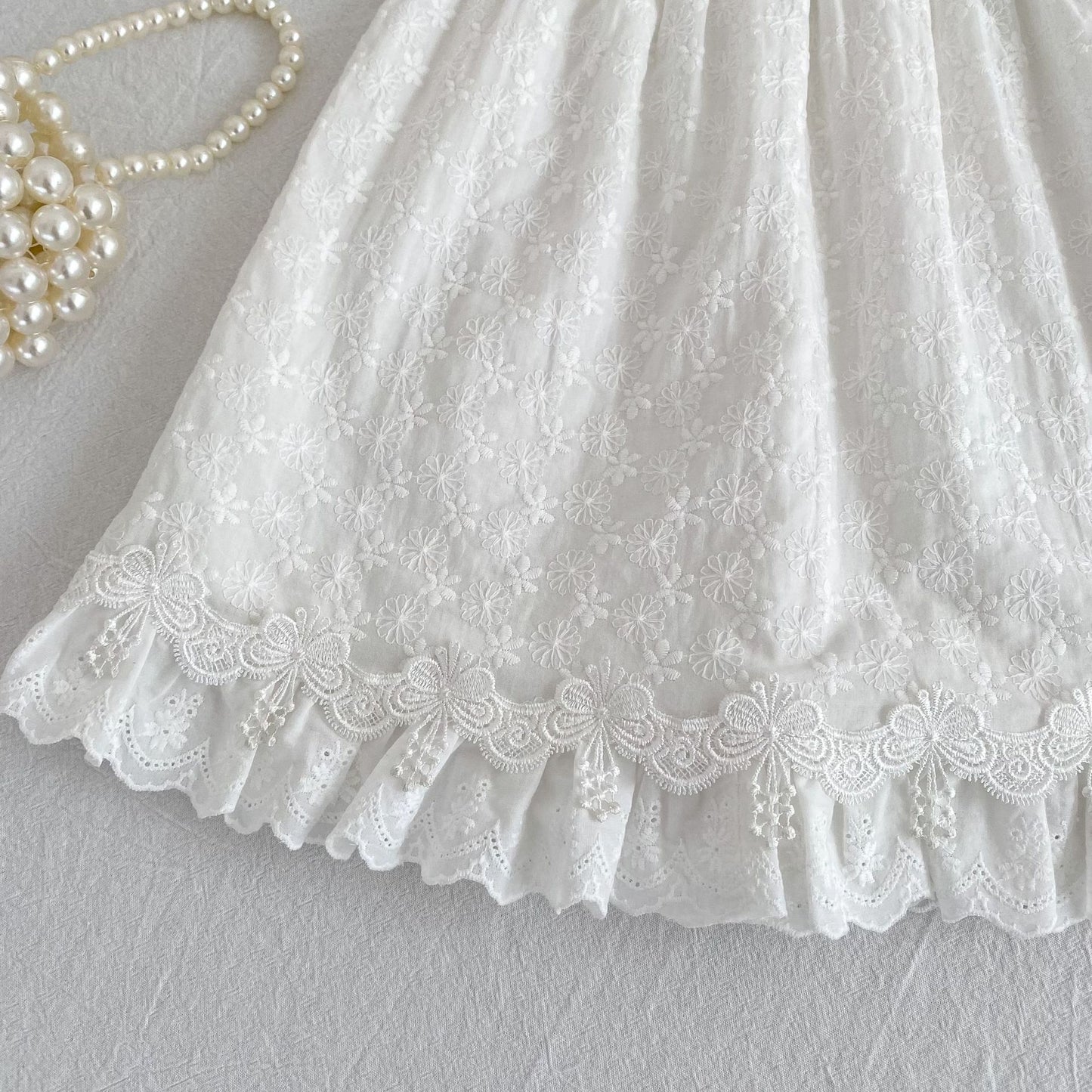 Lace Trim Doll Collar Romper Dress ラッフル ロンパース ミモレ丈ワンピース【mh0013160】