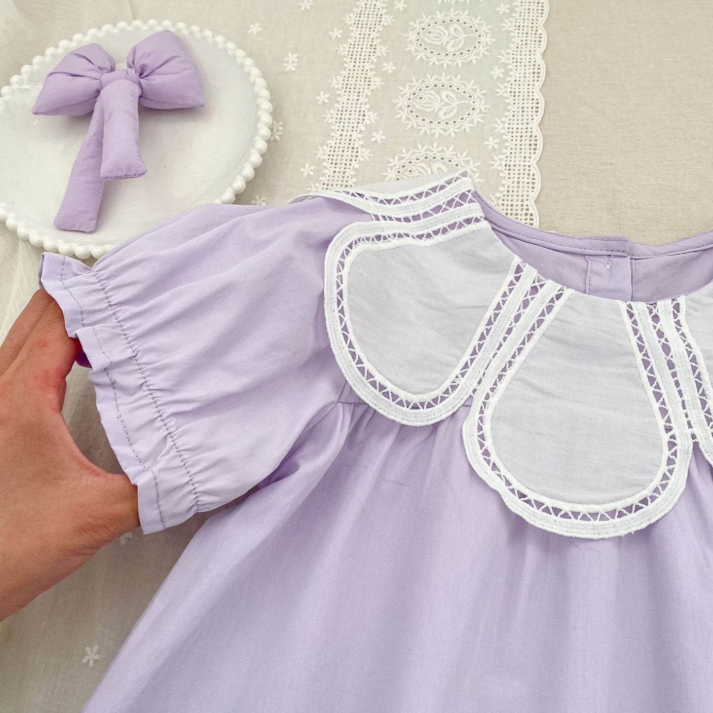 Petal Collar Romper Puff Sleeve Dress ラッフル ロンパース ミモレ丈ワンピース【mh0013158】