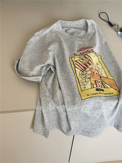 Popcorn Character T-shirt キャラクター 半袖Tシャツ【mh0012948】
