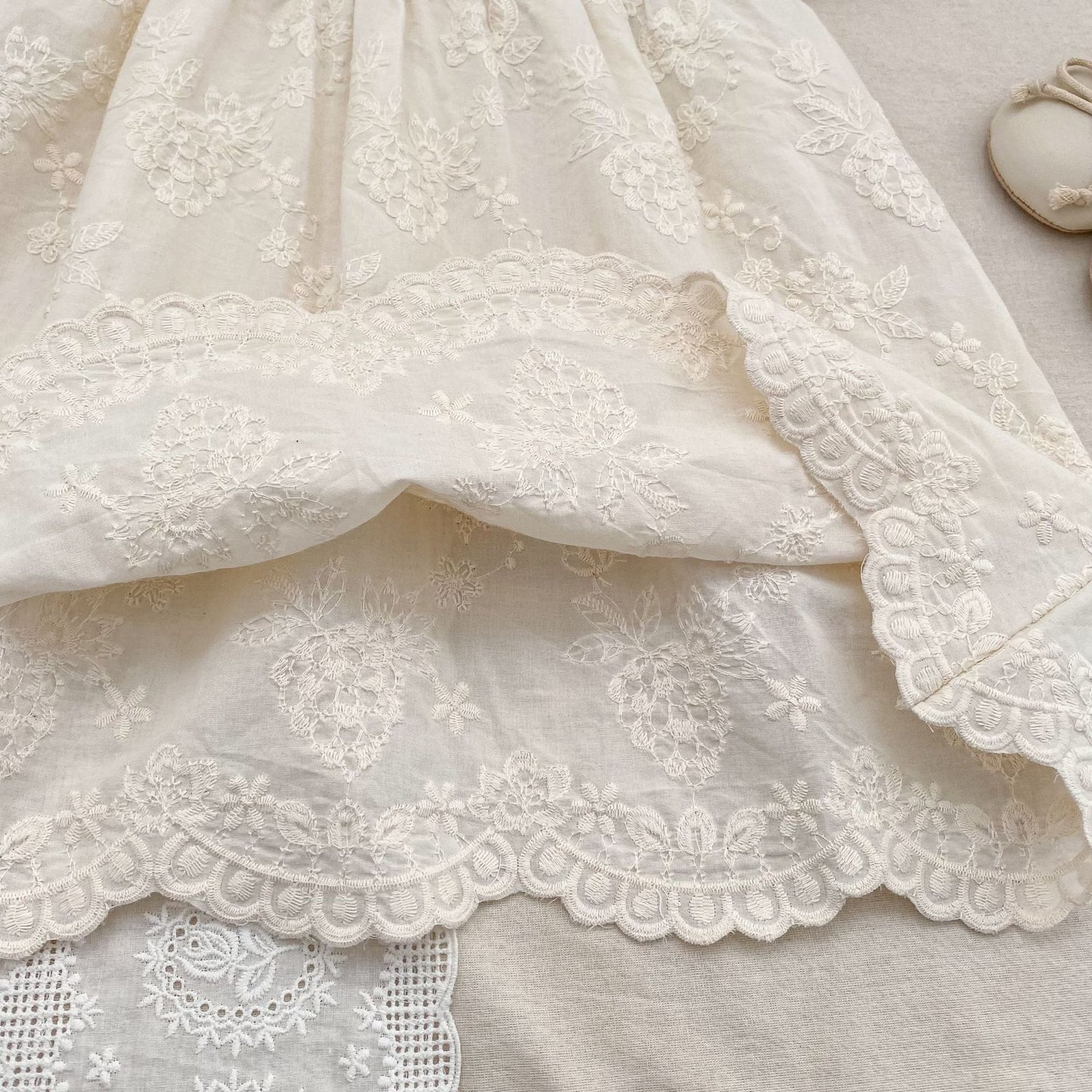 Embroidered Puff Sleeve Romper And Dress 刺繍 パフスリーブ ロンパース ワンピース【mh0013166】