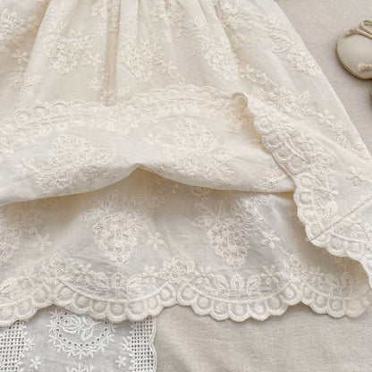 Embroidered Puff Sleeve Romper And Dress 刺繍 パフスリーブ ロンパース ワンピース【mh0013166】