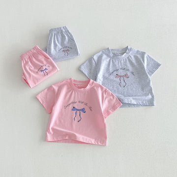 Floral Bow T-shirt & Shorts Set [mh0012716]