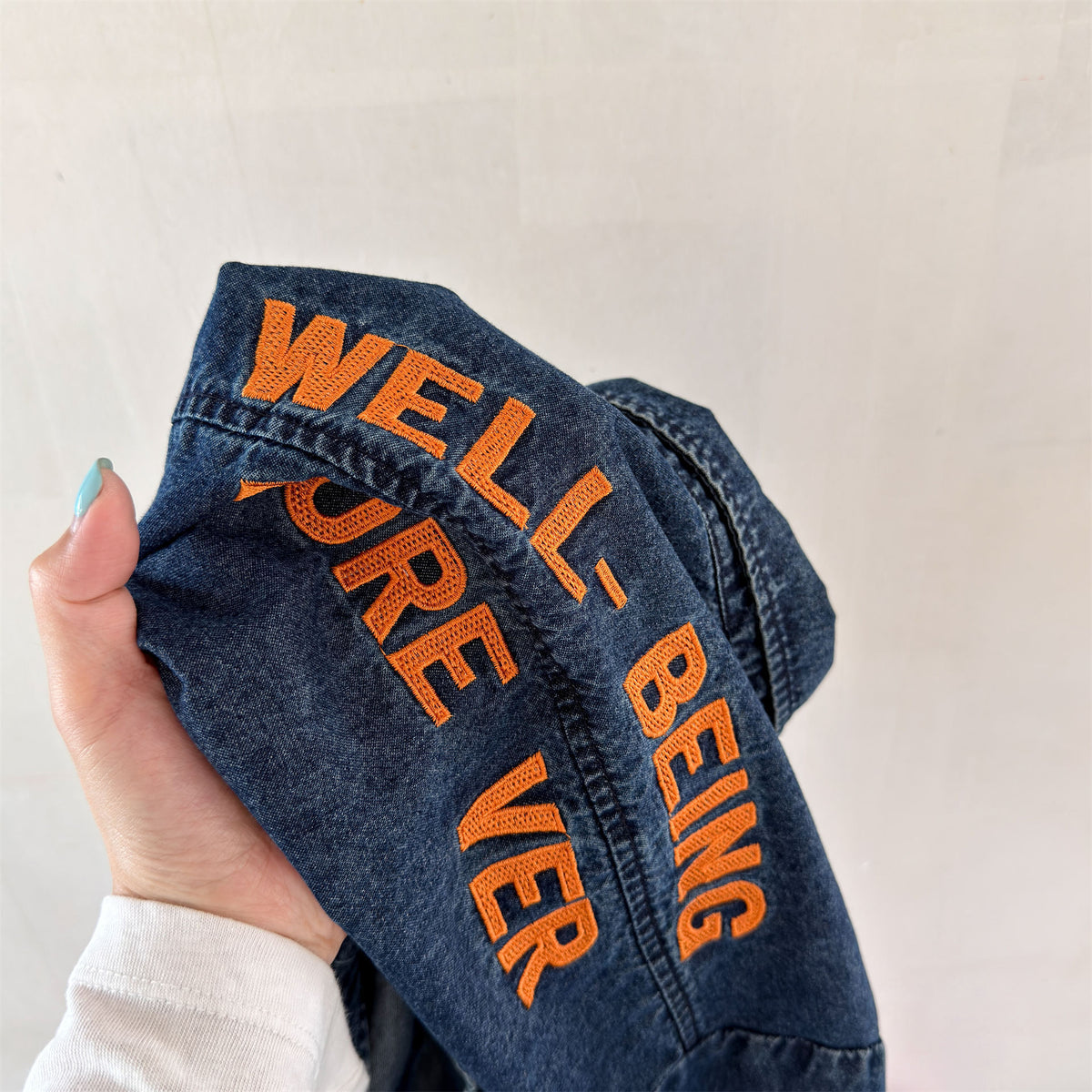 キッズ バックロゴ 刺繍 デニム 長袖シャツ【mh0014549】
