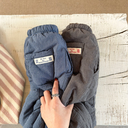 ストライプパンツ 裏ボア ジョガー スウェット カジュアル ボトムス【mh0011605】