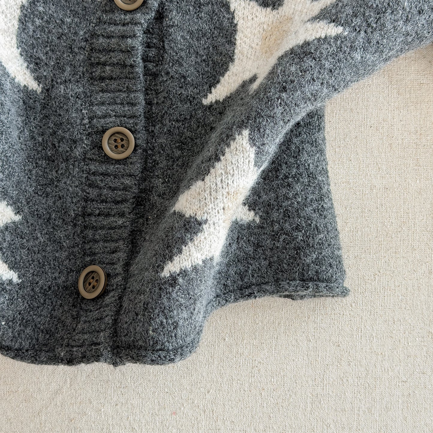 ニットカーディガン スター星 モノトーン ラグラン カジュアル アウター【mh0011612】