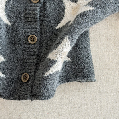 ニットカーディガン スター星 モノトーン ラグラン カジュアル アウター【mh0011612】