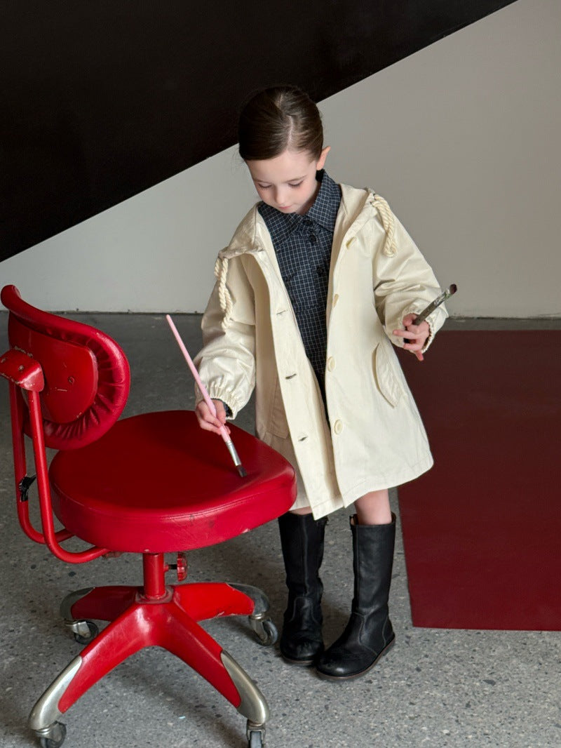 Kids' Hooded Front-Button Long-Sleeve Trench Coat [mh0014069]