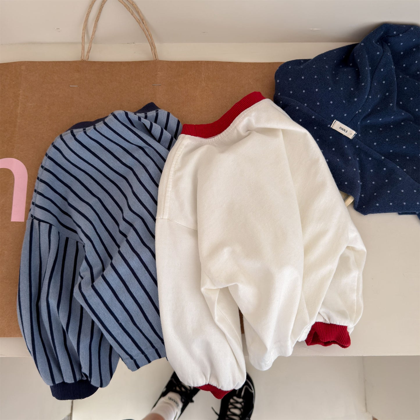 Kids' Color-Blocked Ringer Loose-Fit Letter-Printed Striped Long-Sleeved T-Shirt [mh0014062]