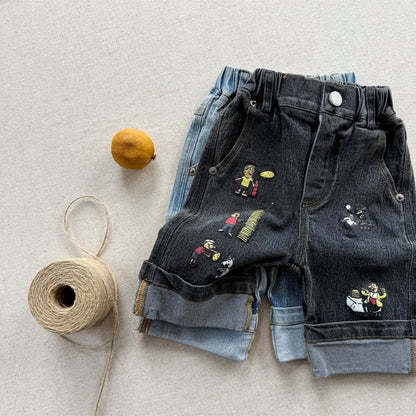 Graphic Denim Shorts ワークデニム ハーフパンツ【mh0013222】