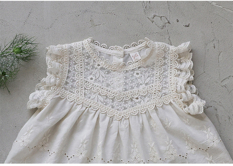 Lace Embroidered Sleeveless Tee 刺繍レース ノースリーブTシャツ【mh0012991】