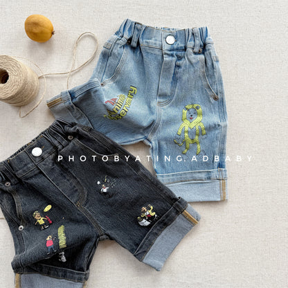 Graphic Denim Shorts ワークデニム ハーフパンツ【mh0013222】