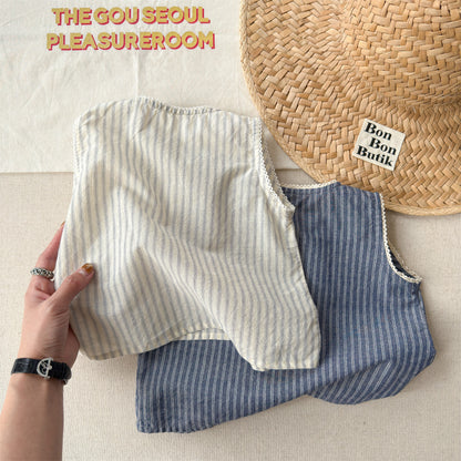 Striped Sleeveless Tank Top ストライプ ノースリーブブラウス【mh0013229】