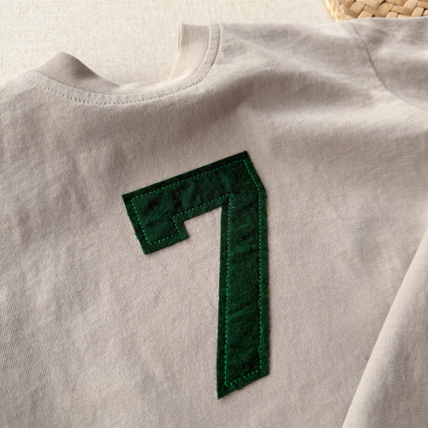 Number Embroidered Cotton Short Sleeve T-shirt ワッペン 半袖Tシャツ【mh0012662】