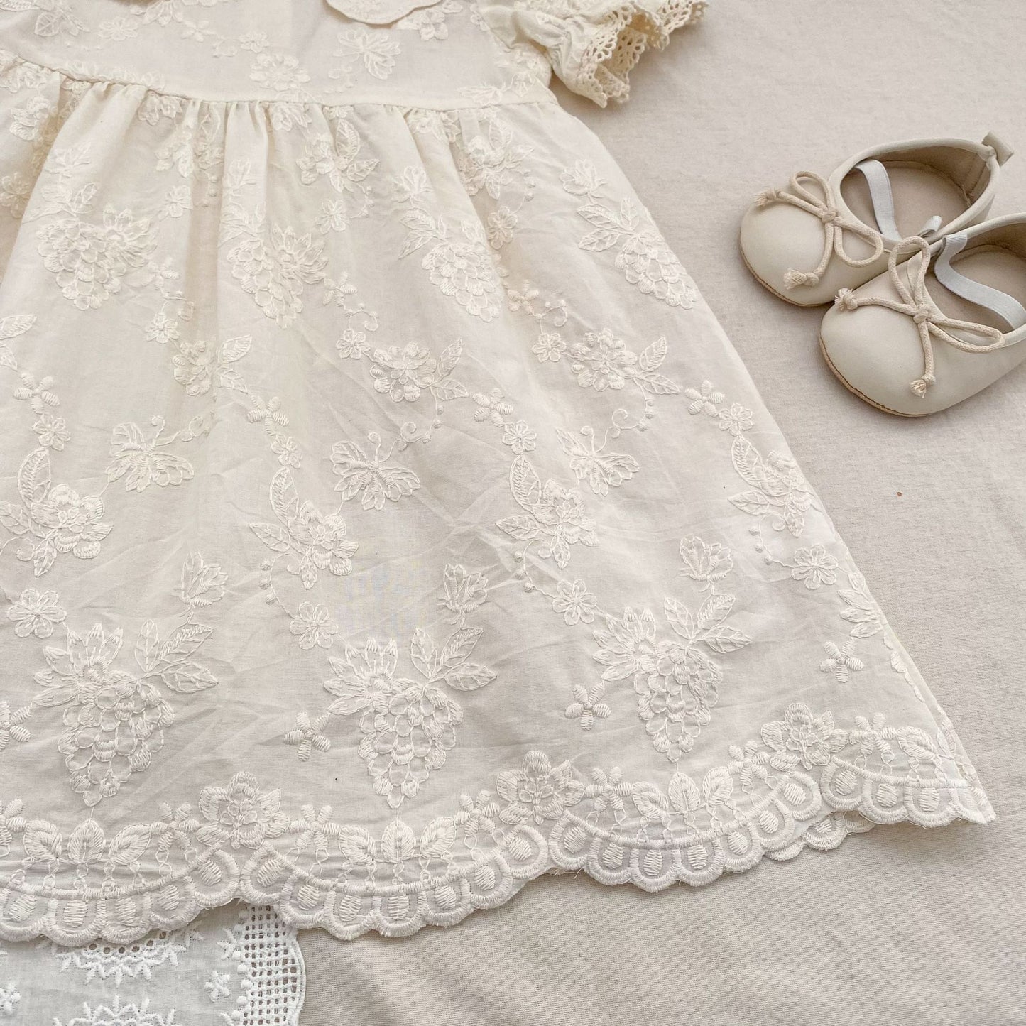 Embroidered Puff Sleeve Romper And Dress 刺繍 パフスリーブ ロンパース ワンピース【mh0013166】