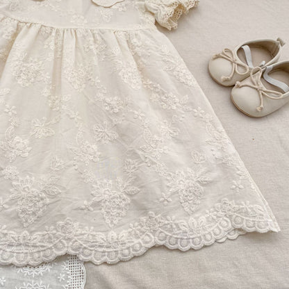 Embroidered Puff Sleeve Romper And Dress 刺繍 パフスリーブ ロンパース ワンピース【mh0013166】