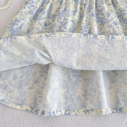 Floral Lace Collar Romper Dress パフスリーブ ロンパース 半袖ワンピース【mh0013164】