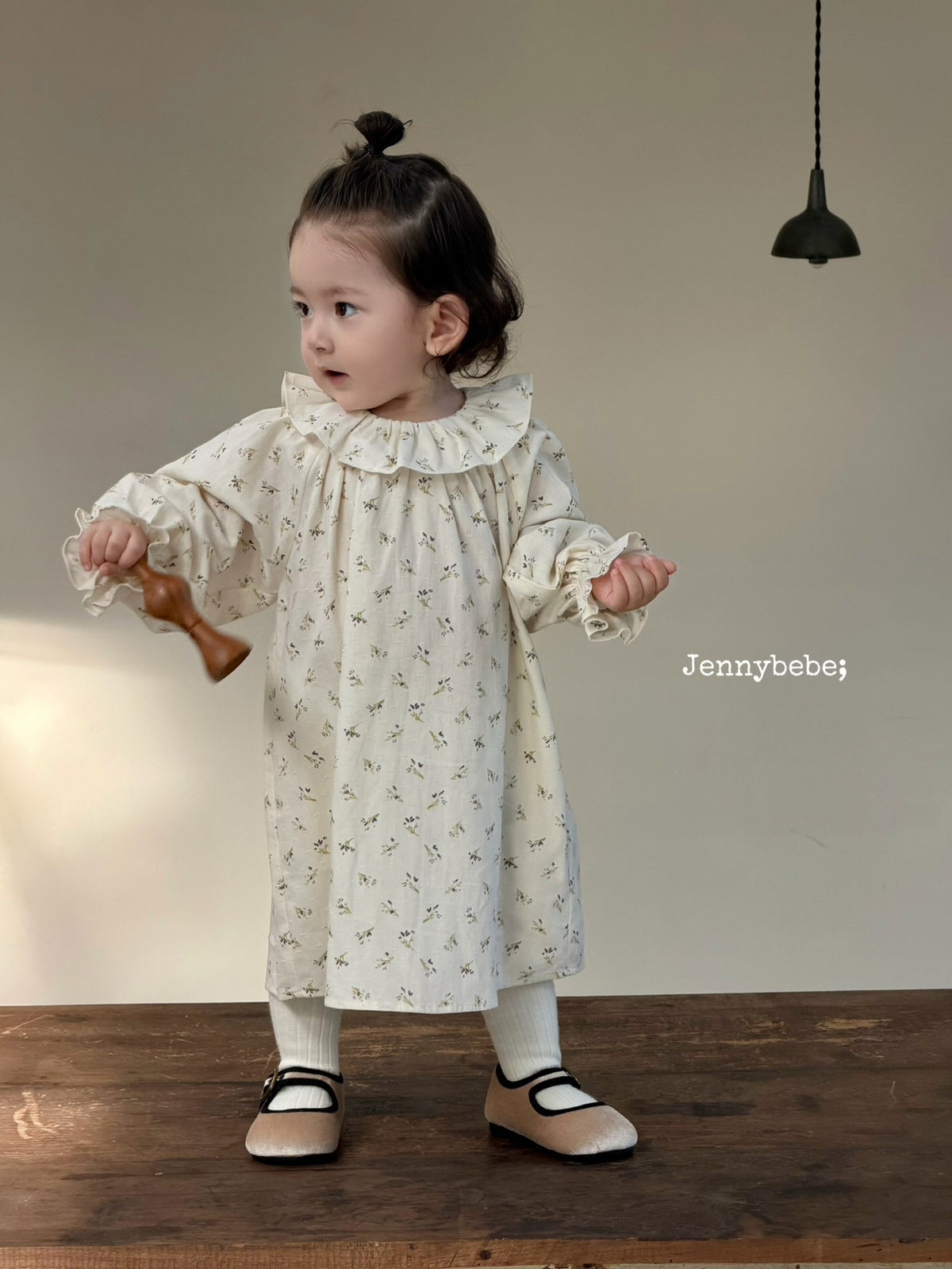 Kids' Floral Ruffle Collar Long-Sleeve Dress [mh0014320]