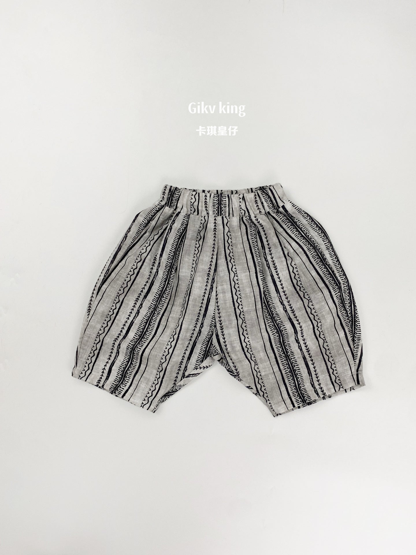 Short Sleeve Pocket Top, Striped Shorts, Geometric Pattern, Striped Short Sleeve Set Up [mh0012829]