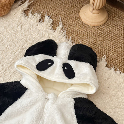 アウタージャンプスーツ パンダコスチューム ボア 中綿 厚手 フード付【mh0011693】