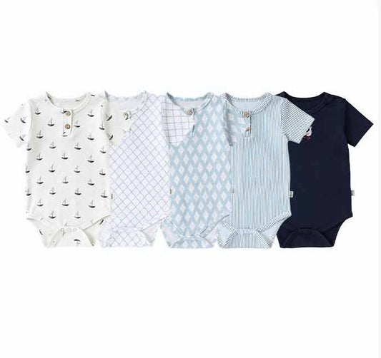 Nautical Casual One-piece Yacht Stripe Short-Sleeve Romper [mh0012769]