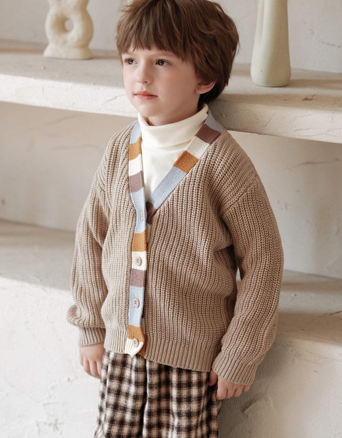 ニットカーディガン Vネック カラフル トリム【mh0011575】