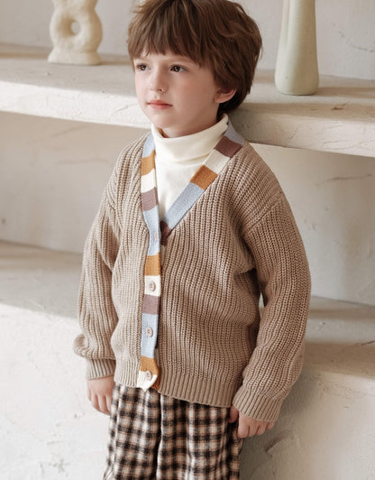 ニットカーディガン Vネック カラフル トリム【mh0011575】