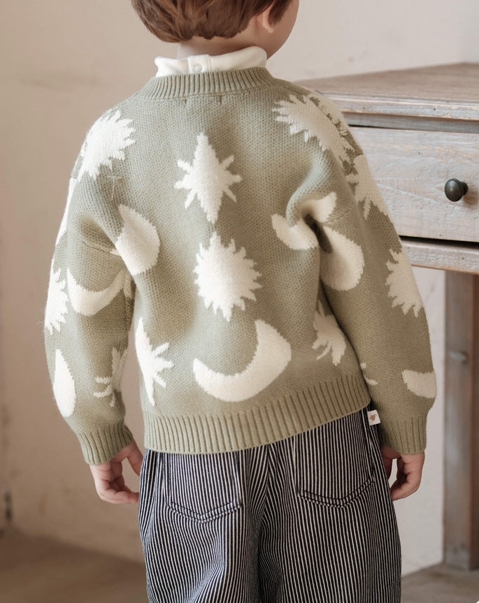 ニットセーター 星 月柄 カジュアル くすみカラー トップス【mh0011574】