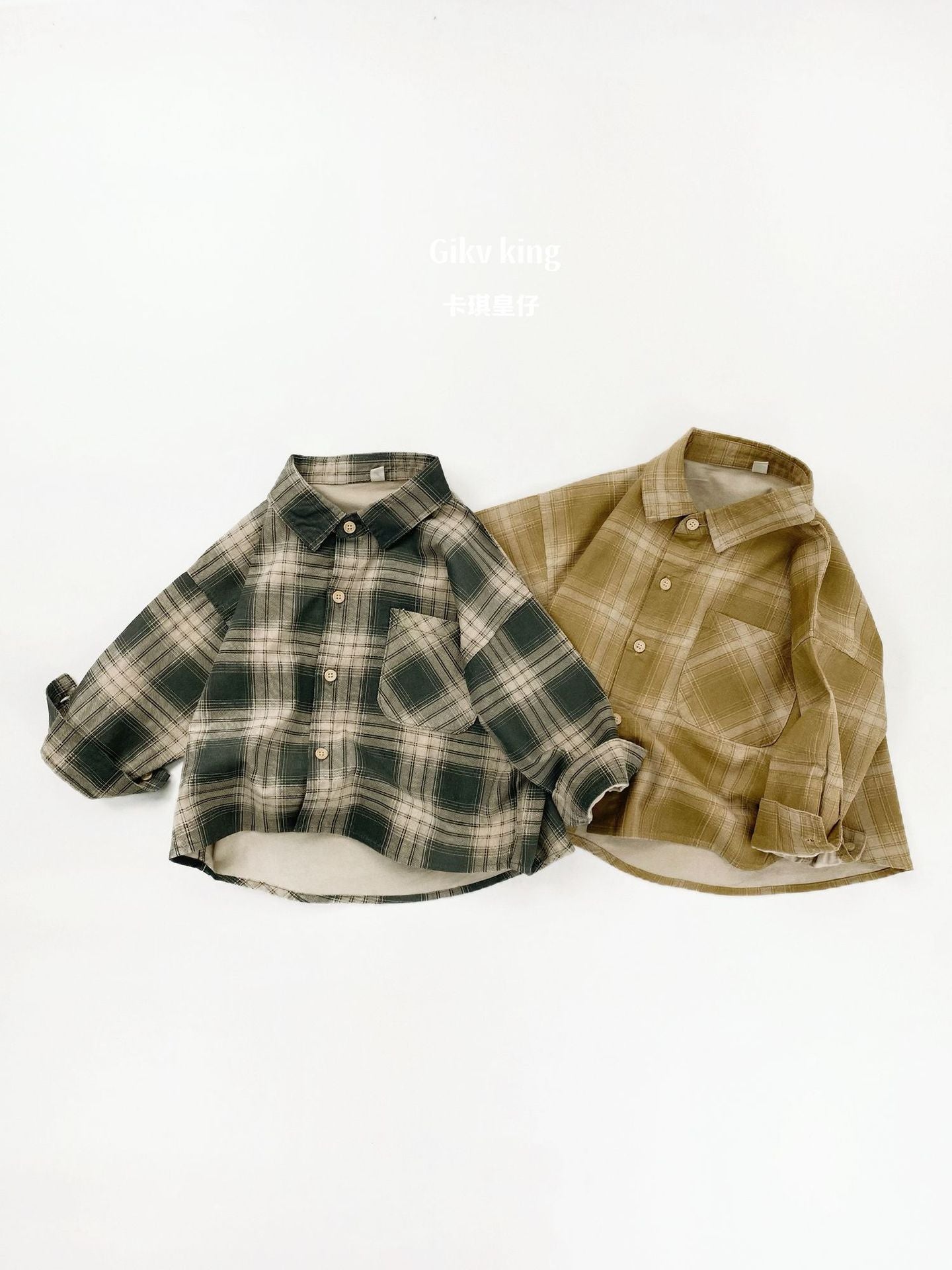 Camisa de cuadros de manga larga vintage 【mh0012563】