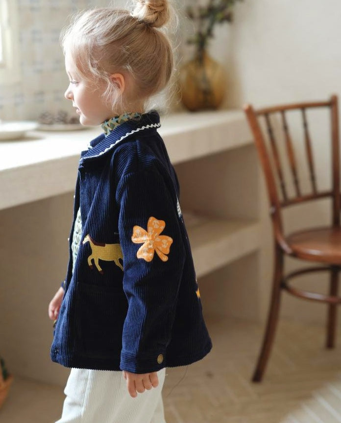 コーデュロイ キッズ ジャケット/パンツ 刺繍 カジュアル ワイドシルエット【mh0011573】