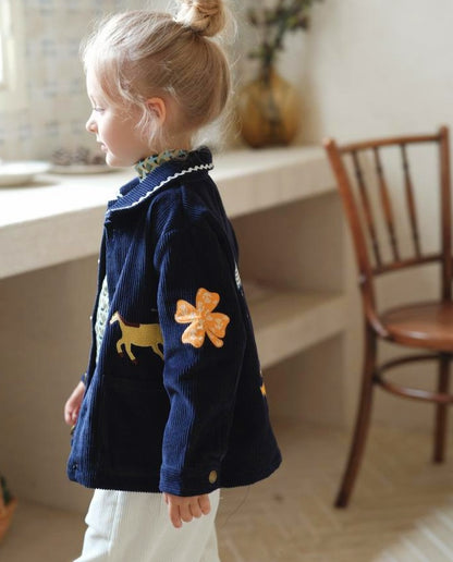 コーデュロイ キッズ ジャケット/パンツ 刺繍 カジュアル ワイドシルエット【mh0011573】