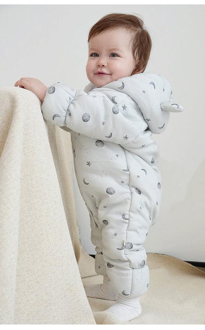 アウタージャンプスーツ 耳付き 中綿 厚手 フード付 ハートリボン【mh0011702】