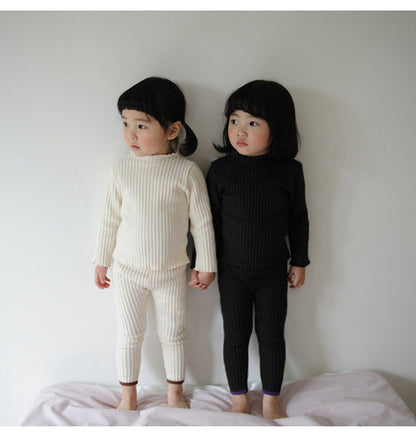Ribbed Cotton Pajama & Leggings Set Long Sleeve T-shirt Leggings Set [mh0012644]