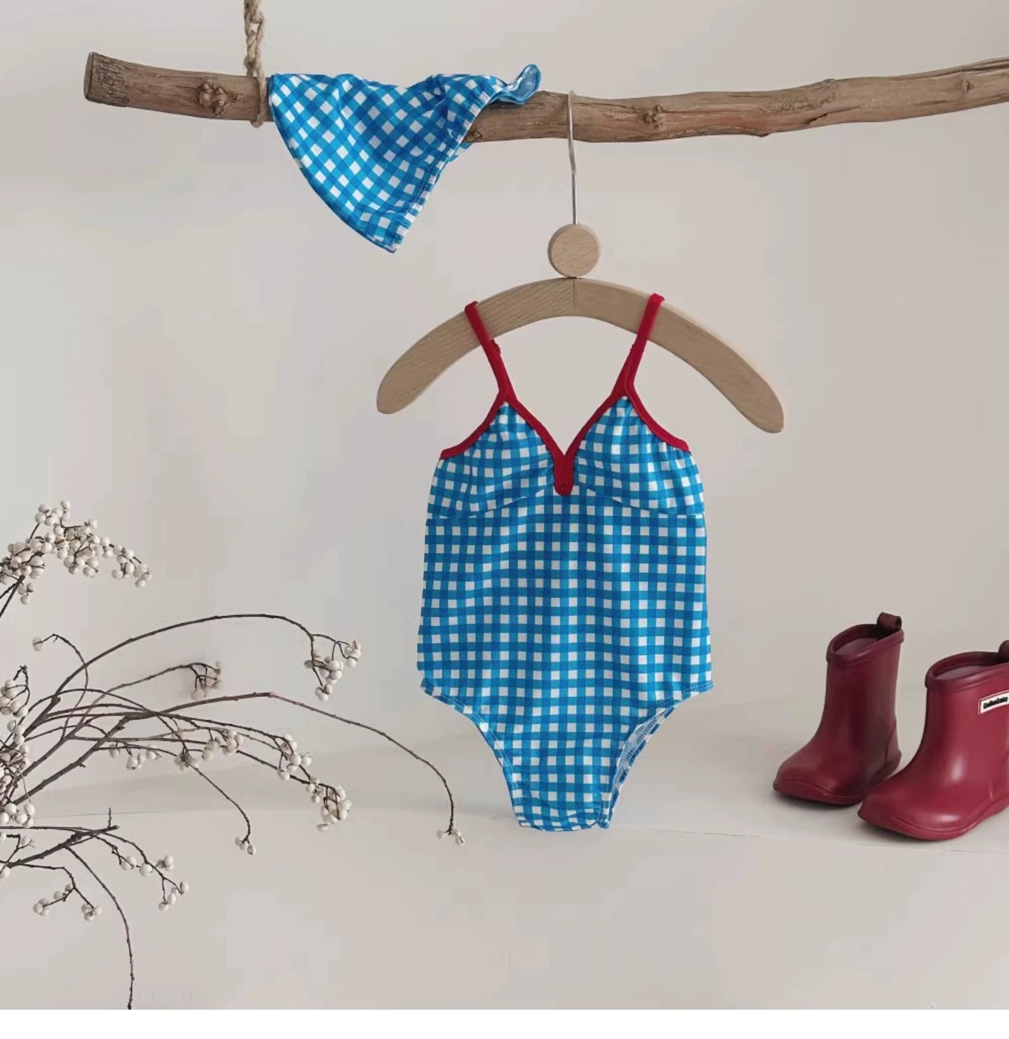 Gingham Girls Swimsuit チェック柄 ワンピース 水着【mh0012496】